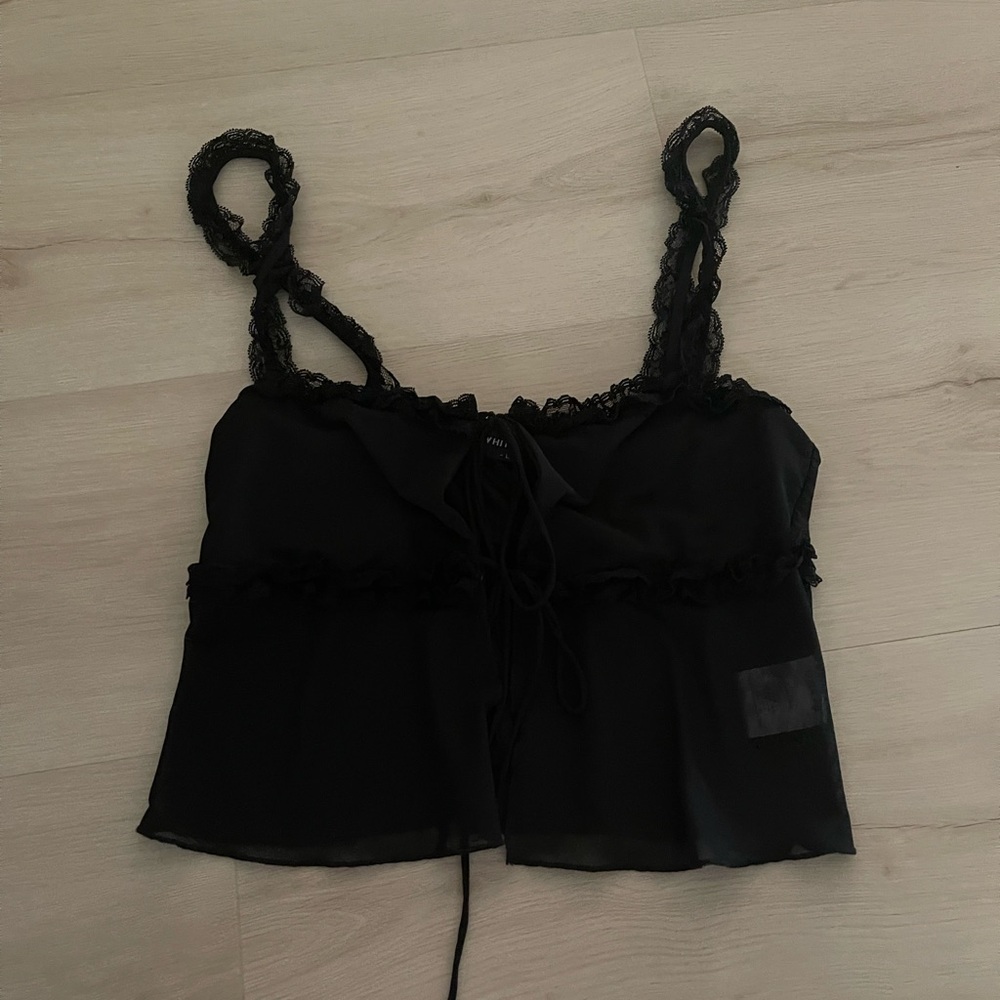 White Fox Boutique Black Lace Tank Top